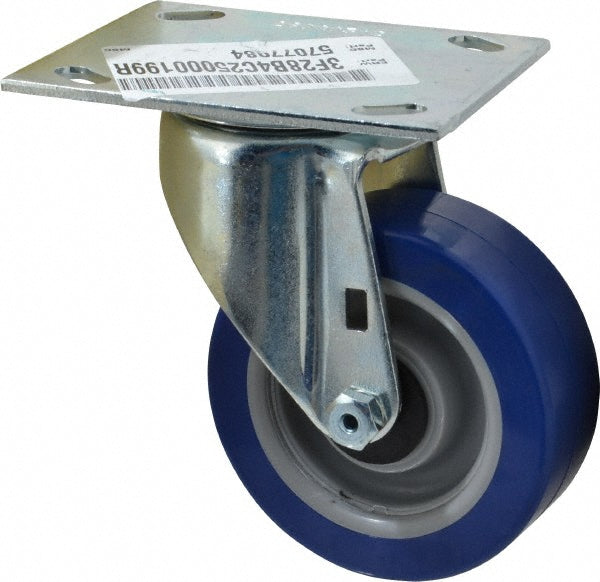E.R. Wagner 3F28B4C25000199 Swivel Top Plate Caster Polyurethane, 4" Wheel Dia, 1-1/2" Wheel Width, 375 lb Capacity, 5-3/8" OAH