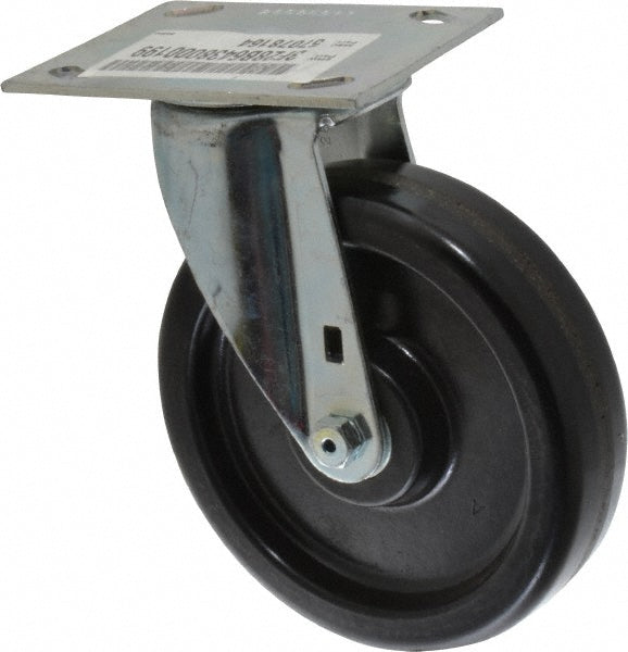 E.R. Wagner 3F28B6438000199 Swivel Top Plate Caster Phenolic, 6" Wheel Dia, 1-1/2" Wheel Width, 450 lb Capacity, 7-3/8" OAH