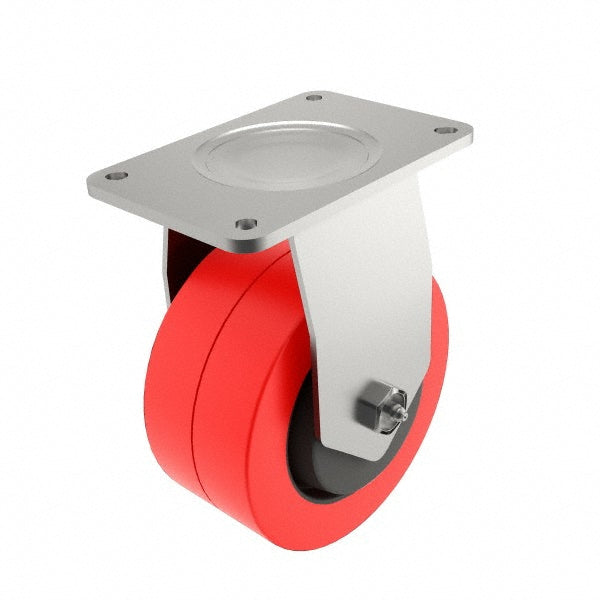 E.R. Wagner 4F8304C250011AR Rigid Top Plate Caster Polyurethane, 4" Wheel Dia, 2" Wheel Width, 600 lb Capacity, 5-5/8" OAH