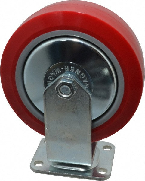 E.R. Wagner 4F8306C250011AR Rigid Top Plate Caster Polyurethane, 6" Wheel Dia, 2" Wheel Width, 700 lb Capacity, 7-1/2" OAH