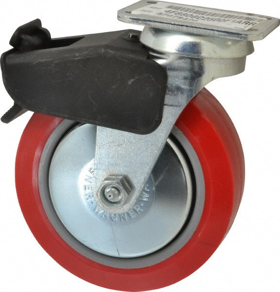 E.R. Wagner 4F8806C2500F1AR Swivel Top Plate Caster Polyurethane, 6" Wheel Dia, 2" Wheel Width, 700 lb Capacity, 7-1/2" OAH
