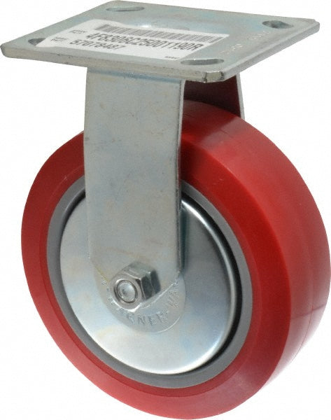 E.R. Wagner 4F8306C25001190 Rigid Top Plate Caster Polyurethane, 6" Wheel Dia, 2" Wheel Width, 700 lb Capacity, 7-1/2" OAH