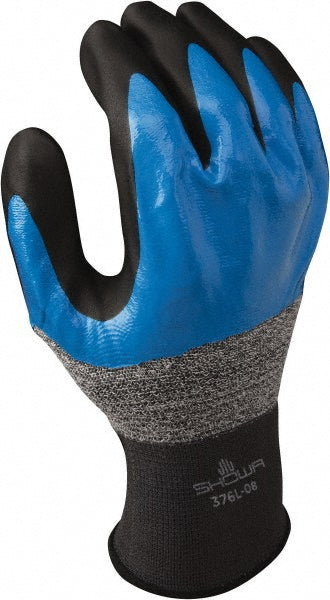 SHOWA 376M-07 General Purpose Work Gloves Medium, Nitrile Coated, Synthetic Blend