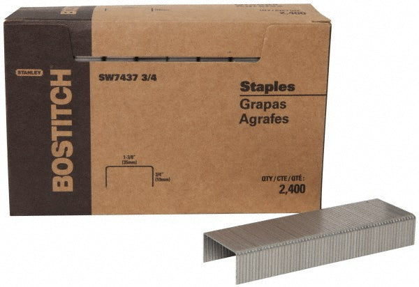 Stanley Bostitch SW74375/8 Steel Crown Staple Flat Style, 0.625" Crown Width, 1-3/8" Leg Length