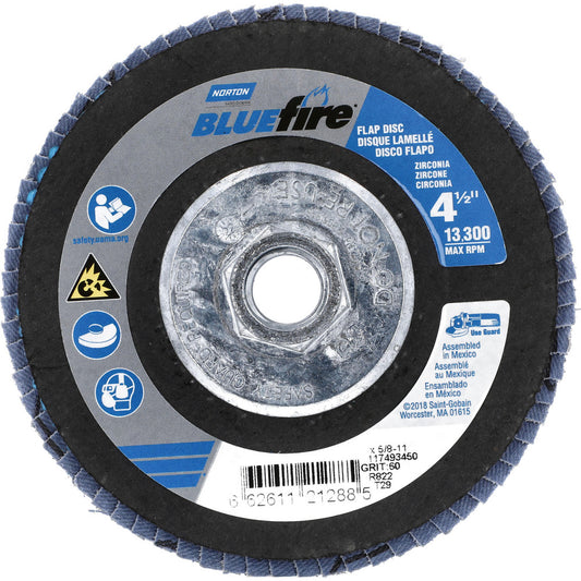 Norton 66261121288 Flap Disc 5/8-11 Hole, 60 Grit, Zirconia Alumina, Type 29