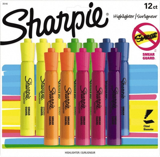 Sharpie 25145 Highlighter Marker Assorted Color, AP Non-Toxic, Chisel Point