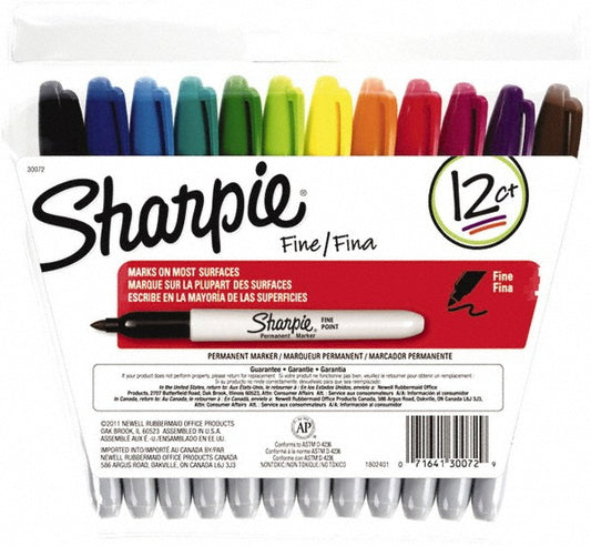 Sharpie 30072 Permanent Marker Assorted Color, AP Non-Toxic, Fine Point