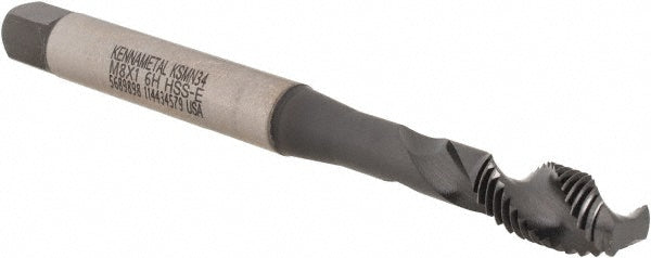 Kennametal 5689898 Spiral Flute Tap M8x1, Metric Fine, 2 Flute, Modified Bottoming Chamfer, 6H Class of Fit, Cobalt, Multi-layer Finish