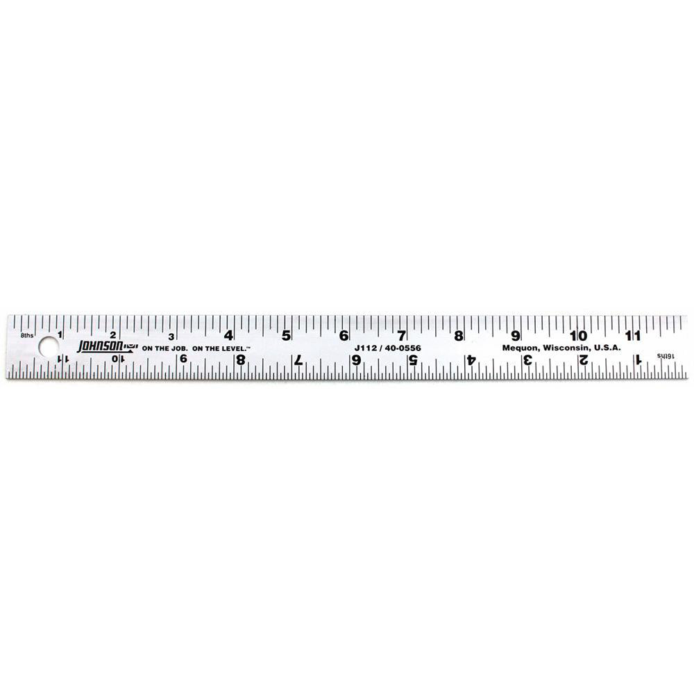 Johnson Level & Tool J112 Steel Rule 12" OAL, English Graduation, 1-1/8" OAW