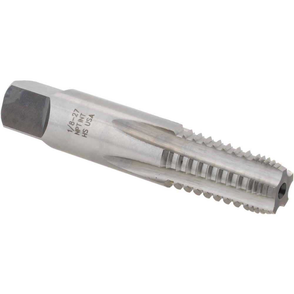 Cle-Force C69326 Interrupted Thread Pipe Taps Thread Size (Inch) 1/8-27 in Thread Standard NPT Material High Speed Steel Number of Flutes 5.0 Threads Per Inch 27 Square Length 9.52 mm 0.375 in Projection 0.312 in Finish Bright Overall Length (Inch) 2-1/
