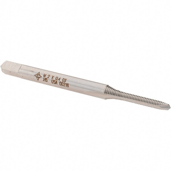 Cle-Force C69205 Spiral Point Tap M2x0.40 Metric Coarse, 2 Flutes, Plug, High Speed Steel, Bright Finish