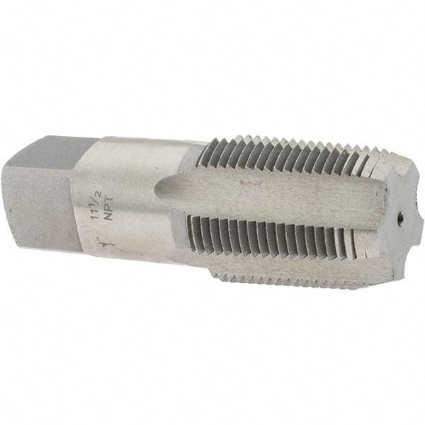 Cle-Force C69512 Standard Pipe Tap 1 - 11-1/2, NPT, 5 Flutes, Carbon Steel, Bright/Uncoated