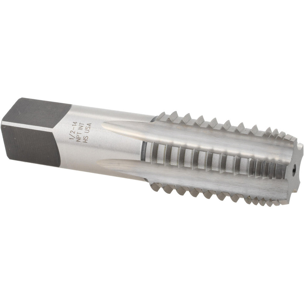 Cle-Force C69329 Interrupted Thread Pipe Taps Thread Size (Inch) 1/2-14 in Thread Standard NPT Material High Speed Steel Number of Flutes 5.0 Finish Bright Overall Length (Inch) 3-1/8 3.125 in Thread Length (Inch) 1-3/8 1.375 in Hook Regular Shank Diame