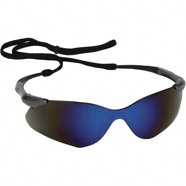 KleenGuard 20471 Safety Glasses Anti-Fog & Scratch-Resistant, Polycarbonate, Blue Mirror Lenses, Frameless