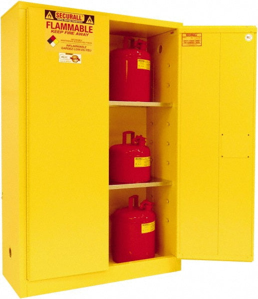 Securall Cabinets A145 Standard Cabinet Manual Closing, 2 Shelves, Yellow
