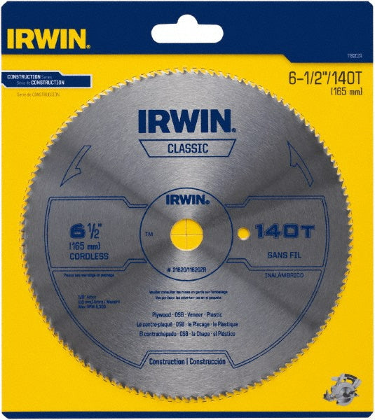 Irwin 11820ZR Wet & Dry Cut Saw Blade 6-1/2" Dia, 5/8" Arbor Hole, 0.079" Kerf Width, 140 Teeth
