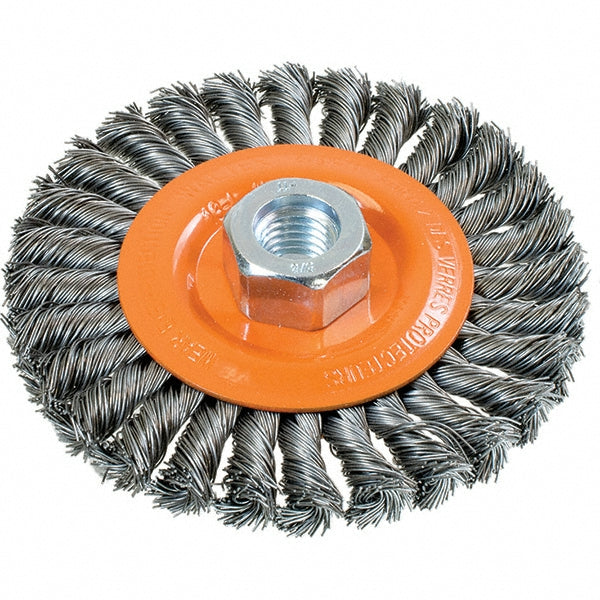 WALTER Surface Technologies 13L454 Wheel Brush 4-1/2" Wheel Dia, Knotted