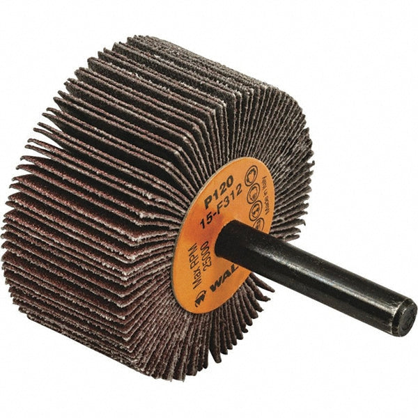 WALTER Surface Technologies 15F312 Mounted Flap Wheel 2" Dia, 1" Face Width, 120 Grit, Aluminum Oxide