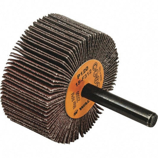 WALTER Surface Technologies 15F312 Mounted Flap Wheel 2" Dia, 1" Face Width, 120 Grit, Aluminum Oxide