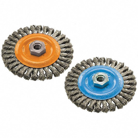 WALTER Surface Technologies 13L614 Wheel Brush  6" Wheel Dia,  3/8" Face Width,  Knotted