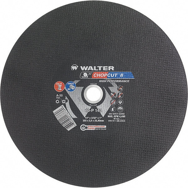 WALTER Surface Technologies 10P143 Cut-Off Wheel  Type 1 (01/41),  14" Dia,  Aluminum Oxide
