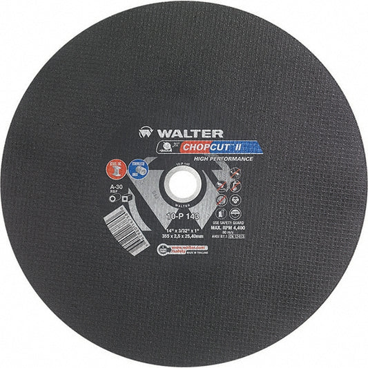WALTER Surface Technologies 10P143 Cut-Off Wheel  Type 1 (01/41),  14" Dia,  Aluminum Oxide