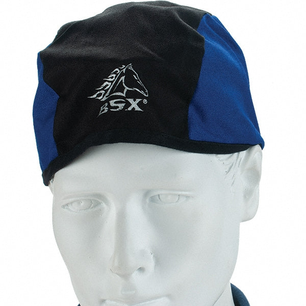 Black Stallion BC5B-BLU Beanie Hat Cotton, Black & Blue, Size Universal, Solid