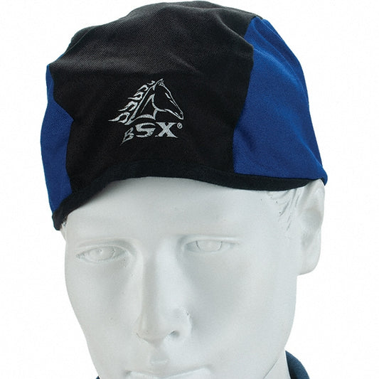 Black Stallion BC5B-BLU Beanie Hat Cotton, Black & Blue, Size Universal, Solid