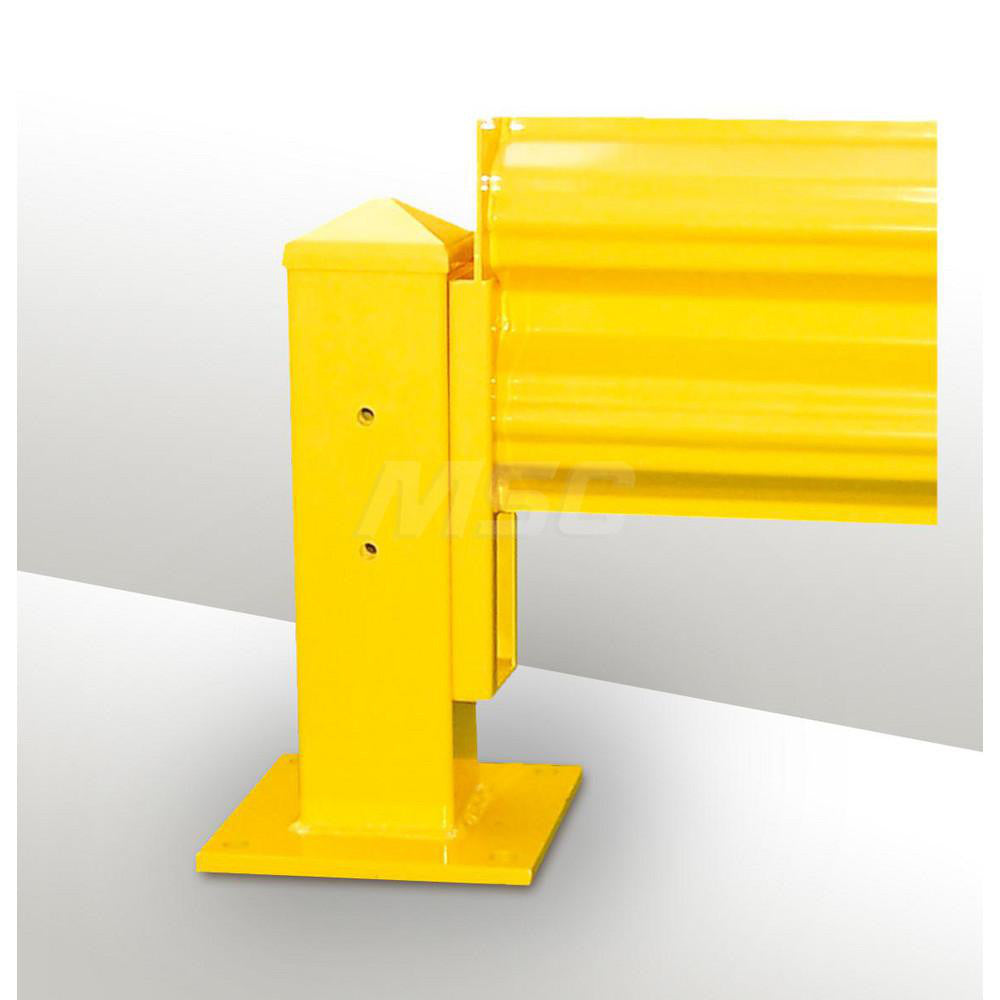 Hallowell GRPA18-1 Traffic Guard Rail Mount Post 18" High, Rail Mount, Steel, Yellow