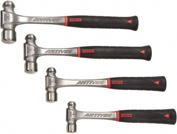 Proto J1304AVPS 4 Piece, 1/2, 3/4, 1, 1-1/2 Lb Head Weight, Forged Steel, Ball Pein Hammer Set