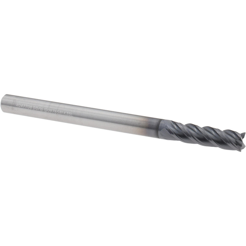 Kennametal 4047708 Square End Mill 3/16" Dia, 5/8" LOC, 4 Flute, Solid Carbide