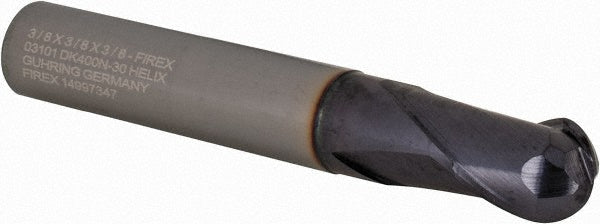 Guhring 9031010095200 Ball End Mill 3/8" Dia, 3/8" LOC, 2 Flute, Solid Carbide