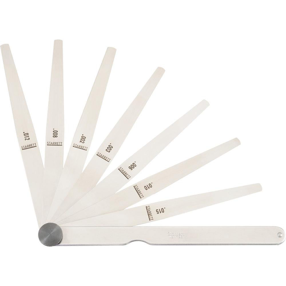 Starrett 50652 8 Piece, 0.002 to 0.015" Thick, Tapered Feeler Gage Set
