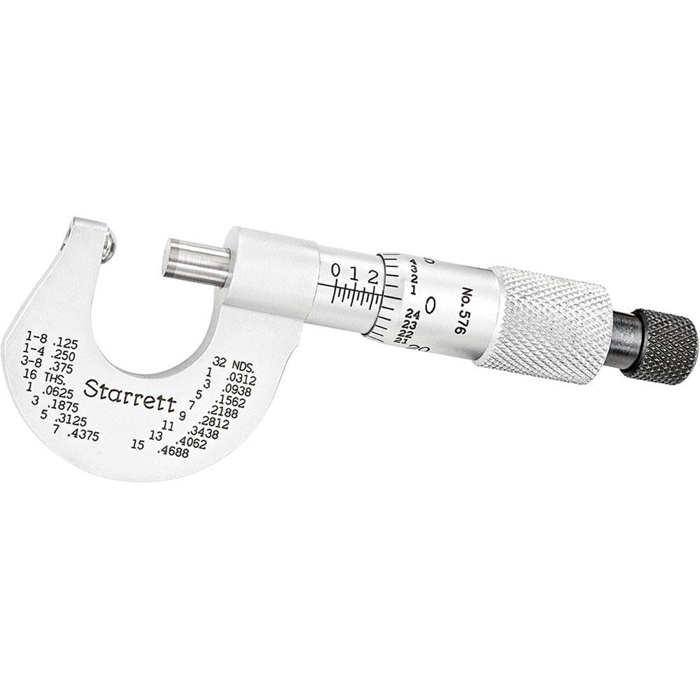 Starrett 66441 Mechanical, 0 to 1/2 Inch Measurement, Satin Chrome Finish Carbide Face Ball Anvil Micrometer