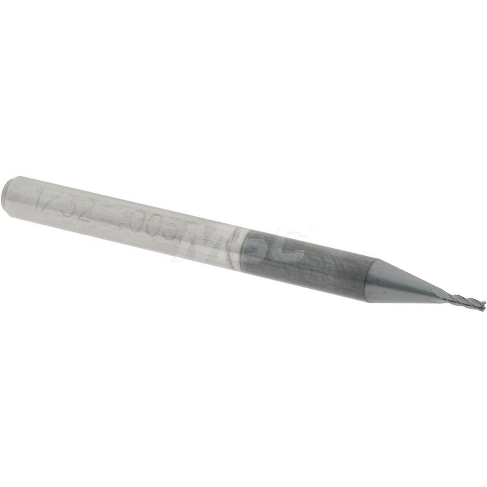 Accupro 58716358 Corner Radius End Mill 0.0313" Dia, 3/32" LOC, 0.005" Radius, 4 Flutes, Solid Carbide