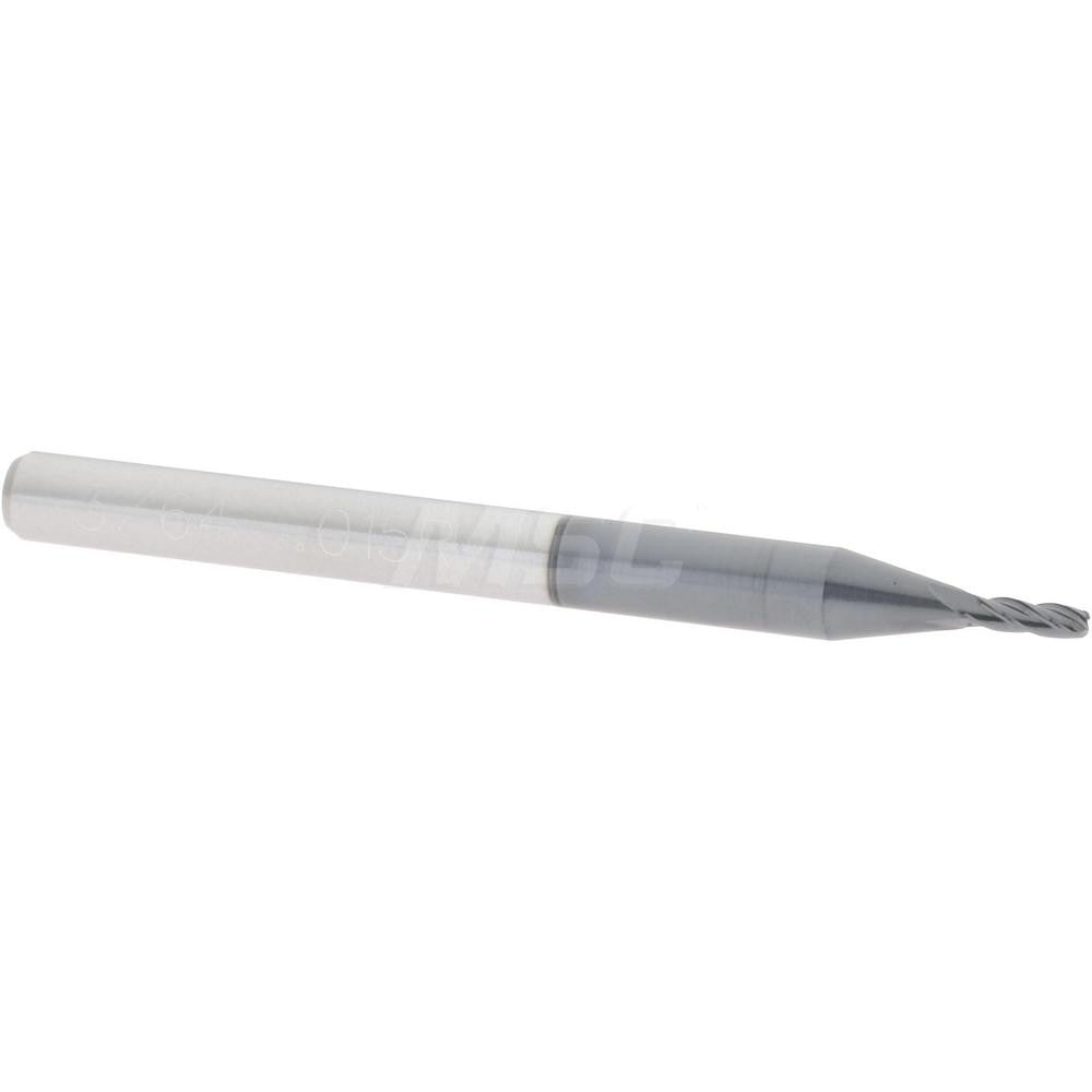 Accupro 58716705 Corner Radius End Mill 0.0469" Dia, 9/64" LOC, 0.015" Radius, 4 Flutes, Solid Carbide