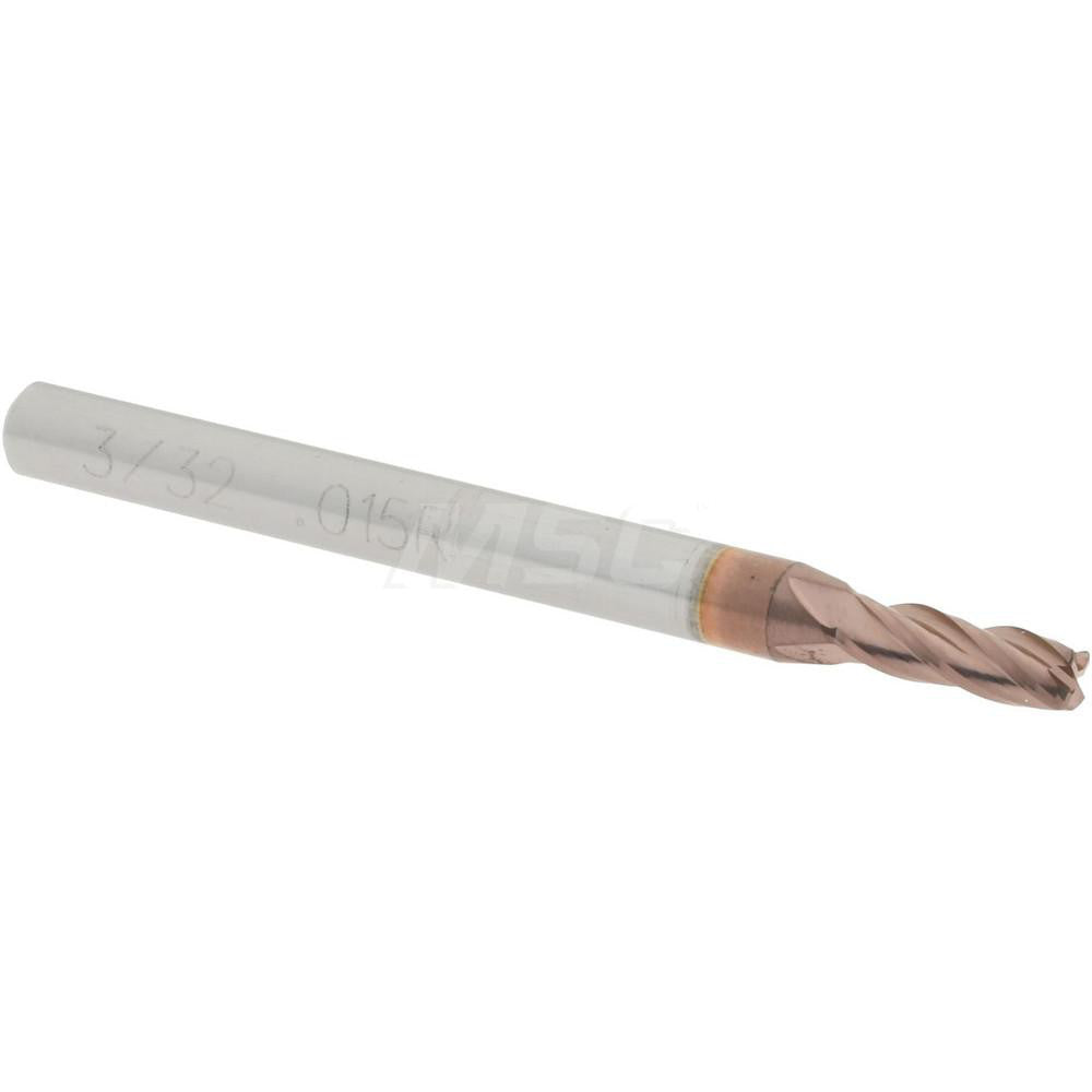 Accupro 58716853 Corner Radius End Mill 0.0938" Dia, 9/32" LOC, 0.015" Radius, 4 Flutes, Solid Carbide