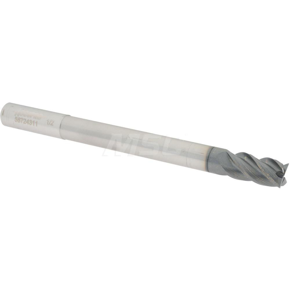 Accupro 58724311 Square End Mill 1/2'' Dia, 1'' LOC, 1/2'' Shank Dia, 6'' OAL, 4 Flutes, Solid Carbide
