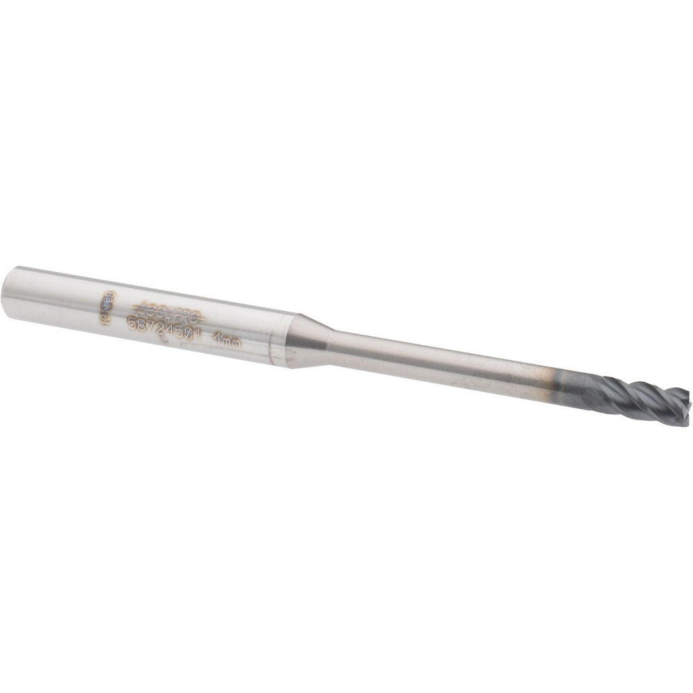 Accupro 58724501 Square End Mill 0.1575'' Dia, 0.315'' LOC, 4 Flutes, Solid Carbide