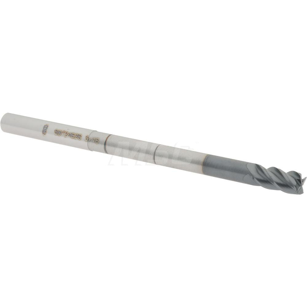 Accupro 58724626 Square End Mill 3/16'' Dia, 3/8'' LOC, 3/16'' Shank Dia, 3'' OAL, 4 Flutes, Solid Carbide