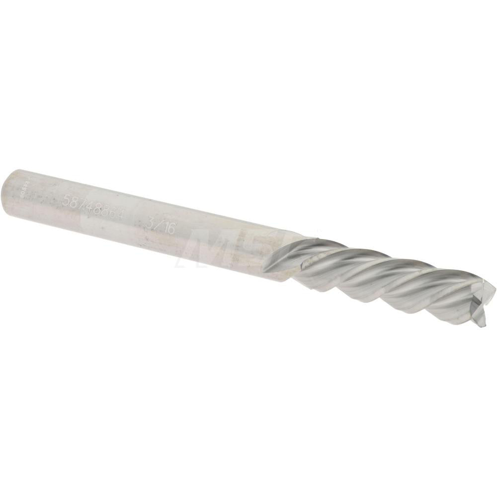 Accupro 58748864 Square End Mill 3/16'' Dia, 5/8'' LOC, 3/16'' Shank Dia, 2'' OAL, 4 Flutes, Solid Carbide
