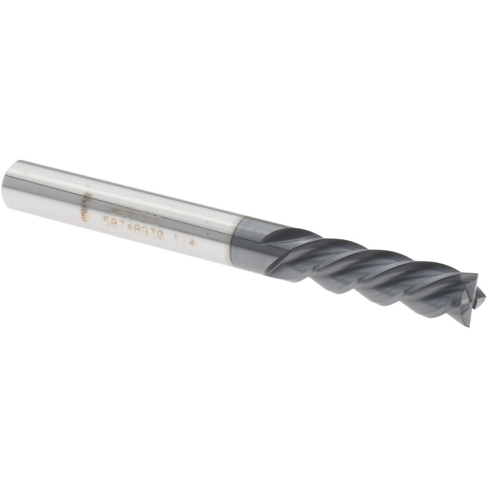 Accupro 58748930 Square End Mill 1/4'' Dia, 3/4'' LOC, 1/4'' Shank Dia, 2-1/2'' OAL, 4 Flutes, Solid Carbide