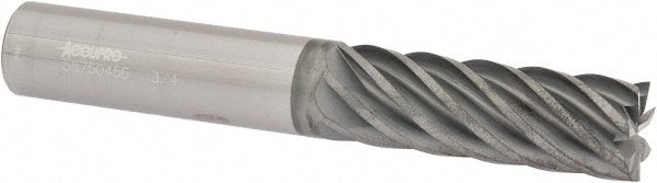 Accupro 58750456 Square End Mill 3/4'' Dia, 2-1/4'' LOC, 3/4'' Shank Dia, 5'' OAL, 7 Flutes, Solid Carbide