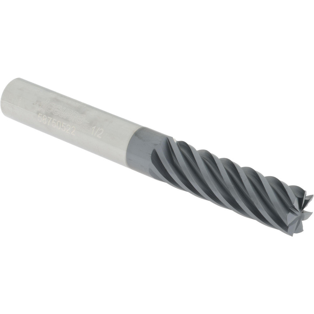 Accupro 58750522 Square End Mill 1/2'' Dia, 1-5/8'' LOC, 1/2'' Shank Dia, 4'' OAL, 7 Flutes, Solid Carbide