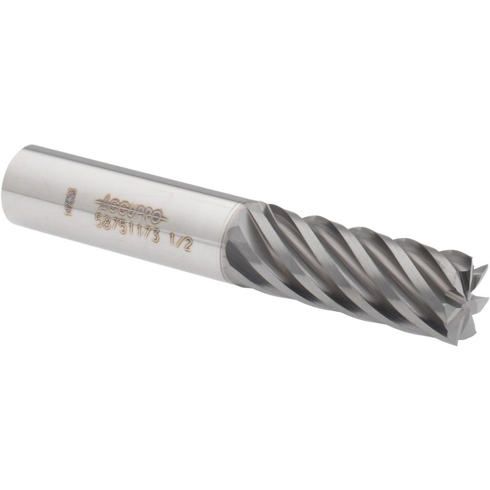 Accupro 58751173 Square End Mill 1/2'' Dia, 1-1/4'' LOC, 1/2'' Shank Dia, 3'' OAL, 7 Flutes, Solid Carbide