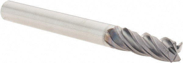 Kyocera SGS Precision Tools 36599 Corner Radius End Mill 1/4" Dia, 3/4" LOC, 0.01" Radius, 4 Flutes, Solid Carbide