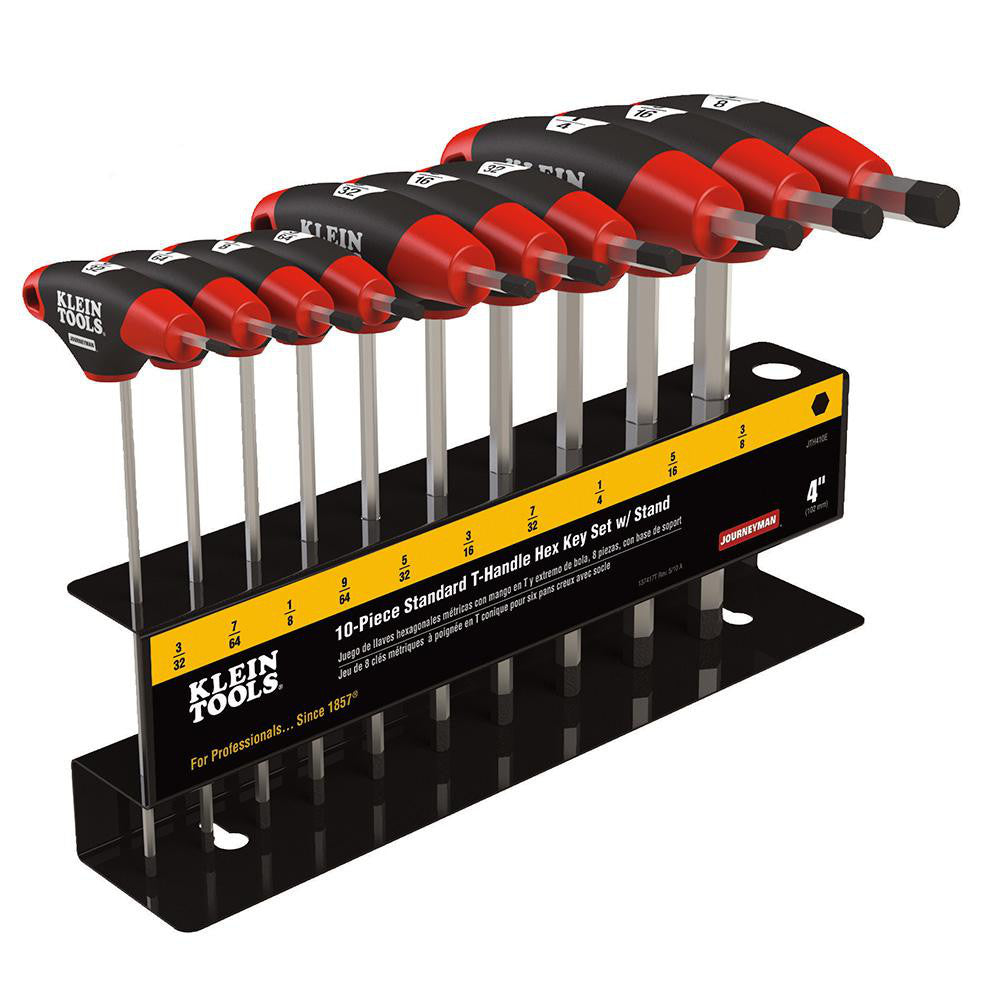 Klein Tools JTH410E 10 Piece T-Handle Cushion Grip Hex Key Set