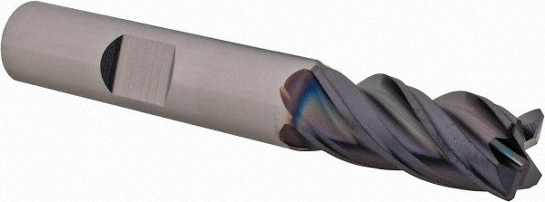 Kyocera SGS Precision Tools 36702 Corner Radius End Mill 3/8" Dia, 7/8" LOC, 0.03" Radius, 4 Flutes, Solid Carbide