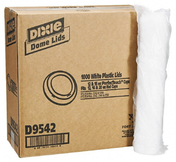 Dixie DXED9542 Cup Lid Fits 10 to 16 oz Hot Drink Cups, Dome, 1,000 Pc, White