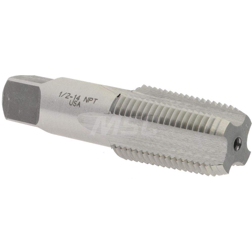 Hertel 793U 1/2 Standard Pipe Tap 1/2-14, NPT, 4 Flutes, Carbon Steel, Bright/Uncoated